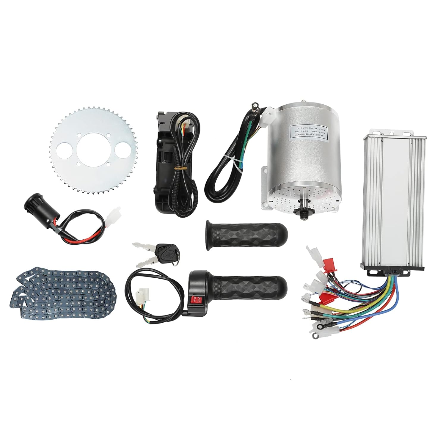 Brushless Motor Kit with Controller and Throttle 48-72V 3000W 6000RPM High Speed Motor Go Kart Electric Brushless Motor Kit for Electric Scooter E