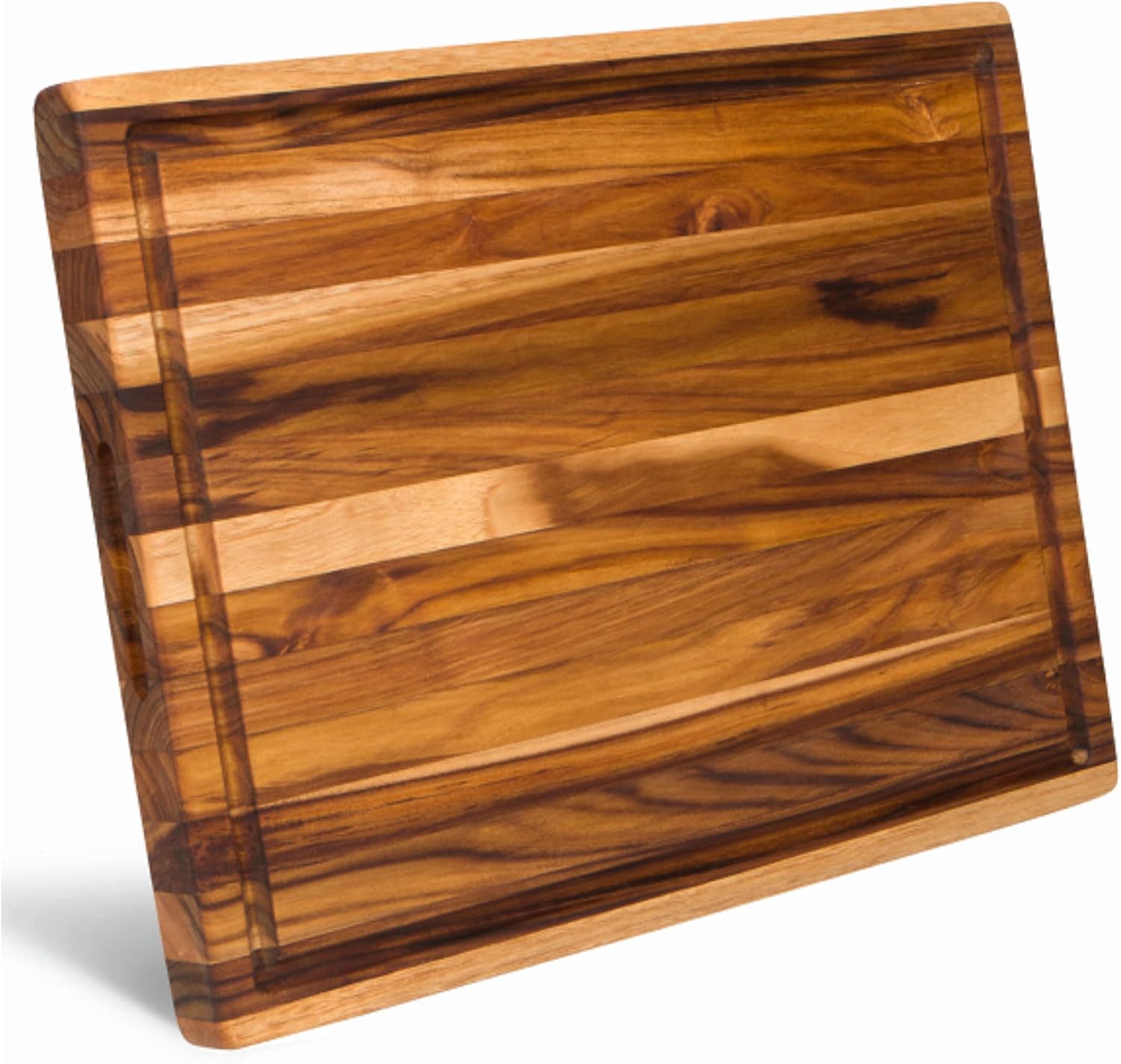 Large Teak Wood Cutting Board - Juice Groove, Reversible, Thick Edge Grain Carving Block (17 x 13 x 1.6 inches | Large)