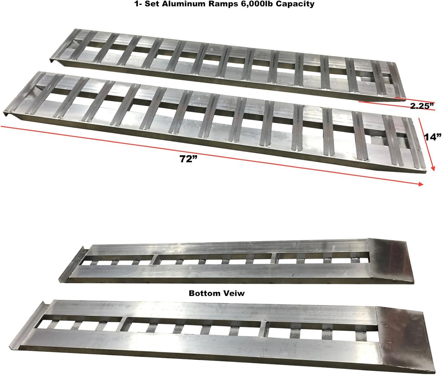GEN-Y Hitch Aluminum Trailer Ramps ATV car Truck ramps 1- Set Two ramps = 6000lb Capacity 14" Wide 72" Long