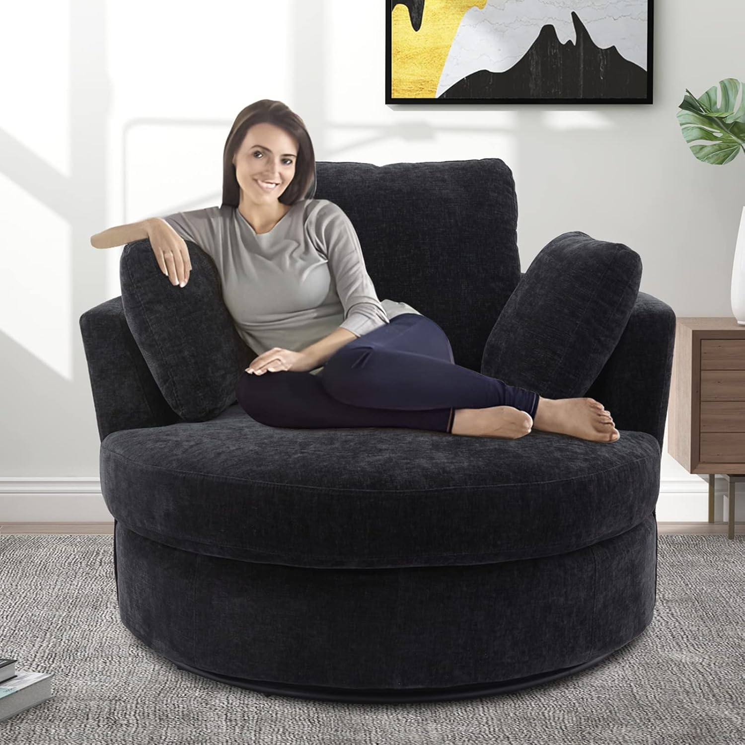 Swivel Barrel Chair for Living Room