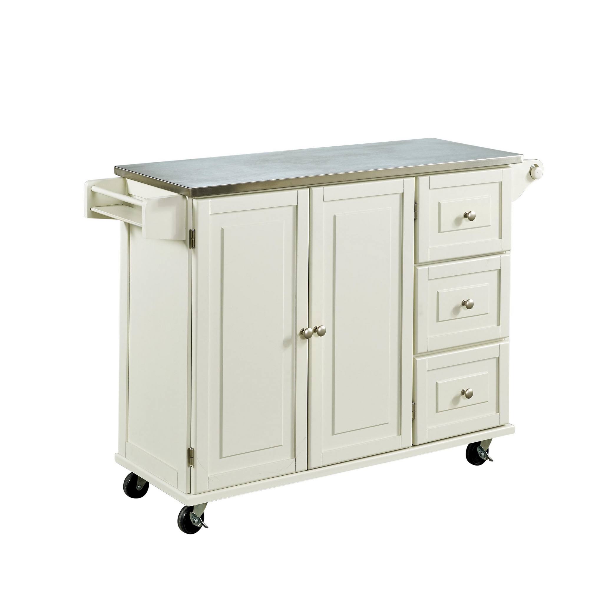 Home Styles Liberty Kitchen Cart with Stainless Steel Top White