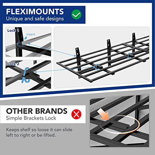 FLEXIMOUNTS 2x6ft Heavy Duty Garage Storage Shelving,1600lbs Weight Capacity, 2-Pack Wall Shelf Garage Organization System