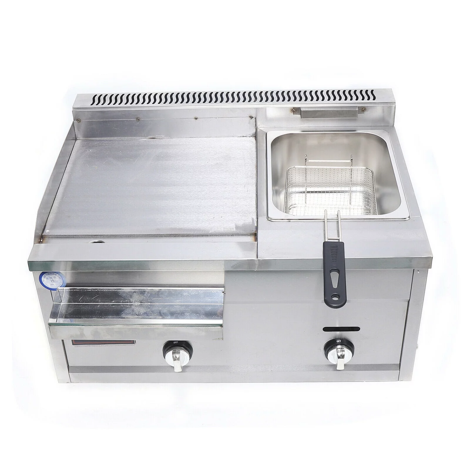 Commercial Gas Griddle Flat Top Grill Deep Fryer Combo Hot Plate Stainless