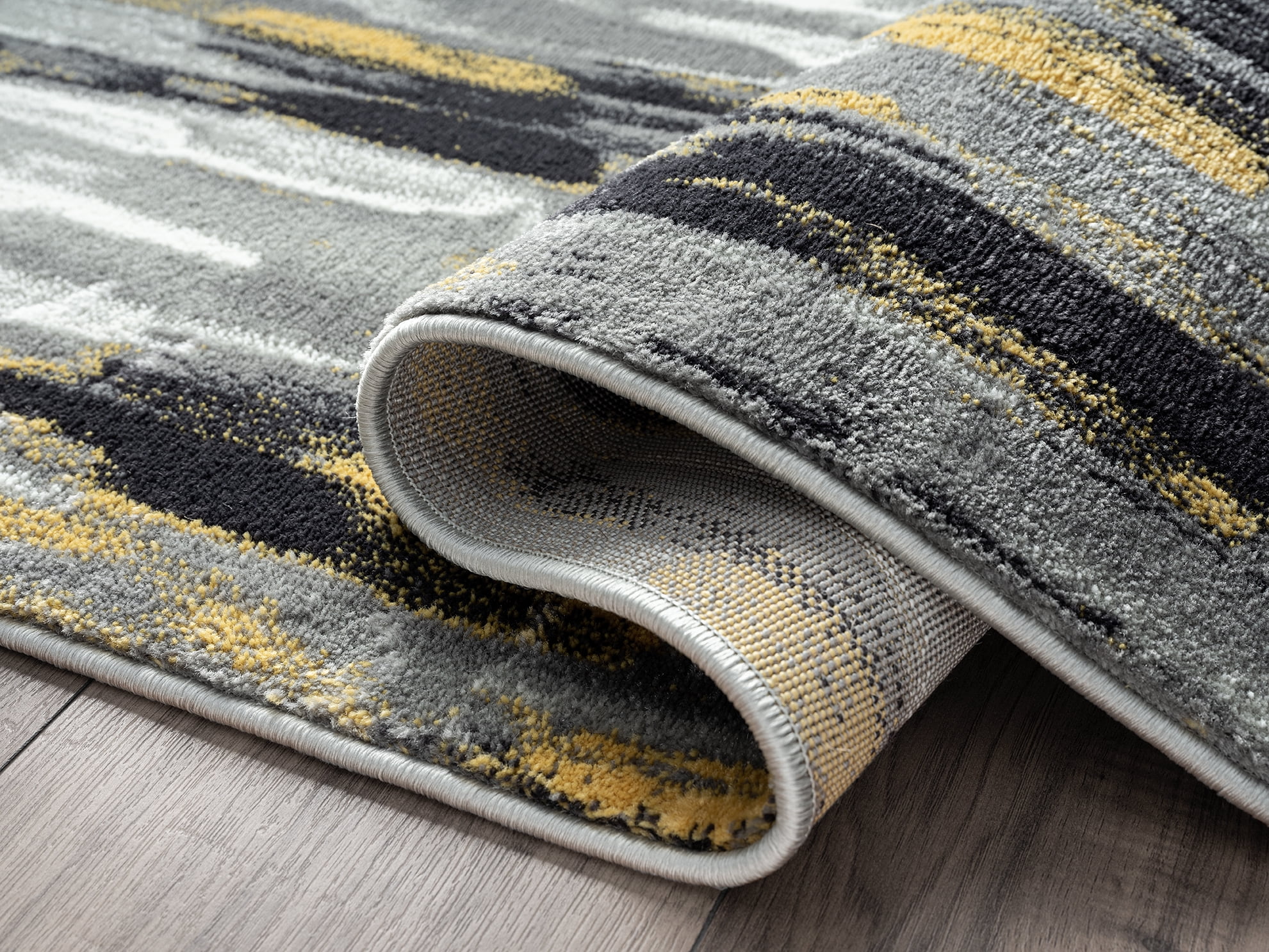 Abani Porto Collection Area Rug Mid Century Modern Bedroom Living Room Decor Floor Rug 6 x 9 Grey Yellow