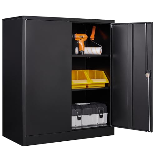 Metal Garage Storage Cabinet with Wheels,Metal Storage Cabinet with Adjustable Shelves,Steel Tool Cabinets with Locking Door for Home, School, Office