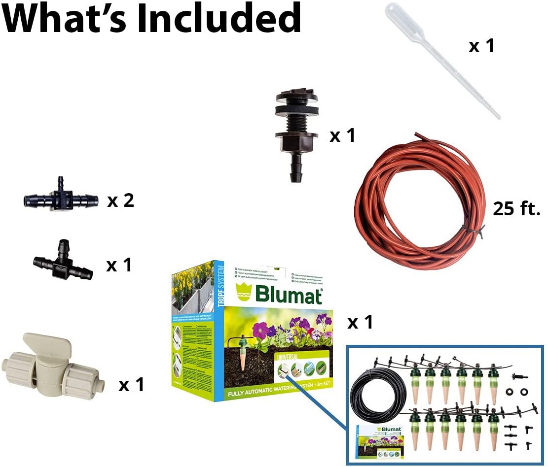 Blumat Drip System - 6 Pack Small Kit with Reservoir - Smart Automatic Watering System, Great for Vacation, Made in Austria