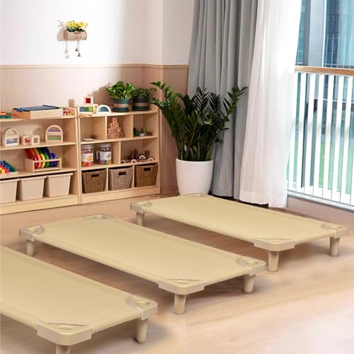 Stackable Kids Nap Cot,Ready-to-Assemble, w/ 4 Lockable Casters,Portable Toddler Space-Saving Children Sleeping Bed for Preschool
