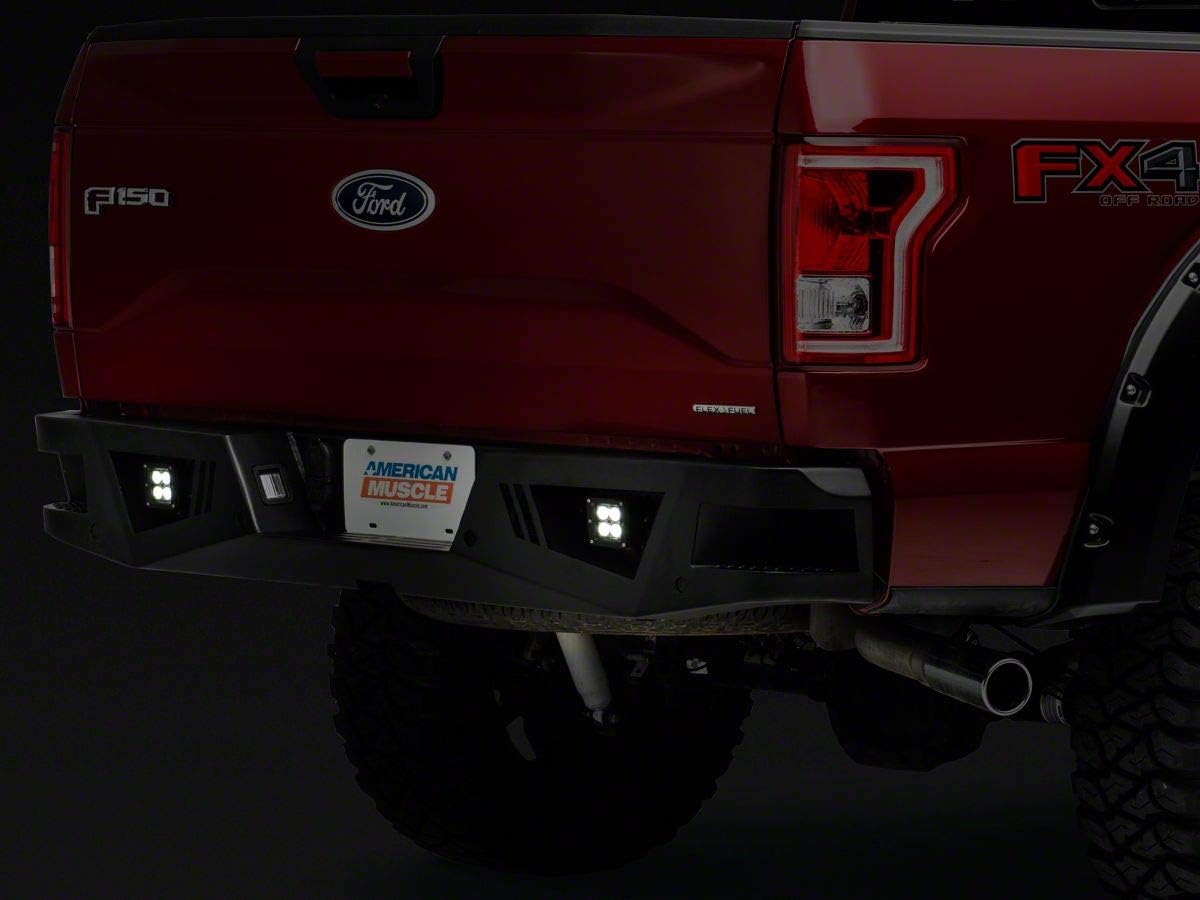 Barricade Extreme HD Rear Bumper with LED Fog Lights Compatible with Aftermarket Hitches Compatible with 15-20 F-150, Excluding Raptor