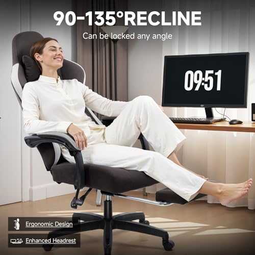GTPLAYER Office Chair, Gaming Computer Desk Fabric Chair with Footrest