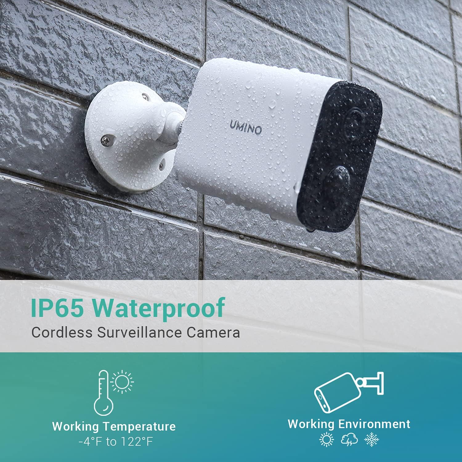 UMINO Security Camera Outdoor,1080P FHD Wireless Rechargeable Battery Camera for Home Security,PIR Motion Detection, Siren Alarm,2 Way Audio