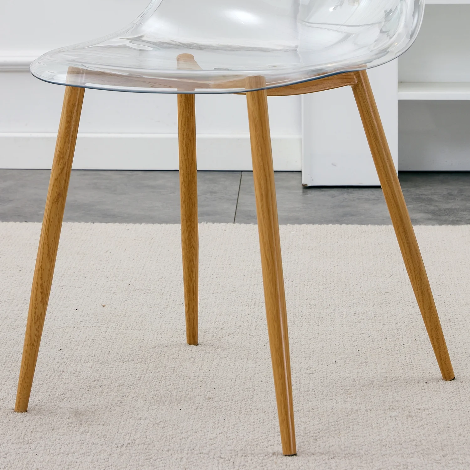 Holaki 1 Table and 4 Chairs Set. Glass Dining Table, 0.31 "Tempered Glass Tabletop and Wood Grain Metal Table Legs . Table Size: 47" W x 31"D x 30" H
