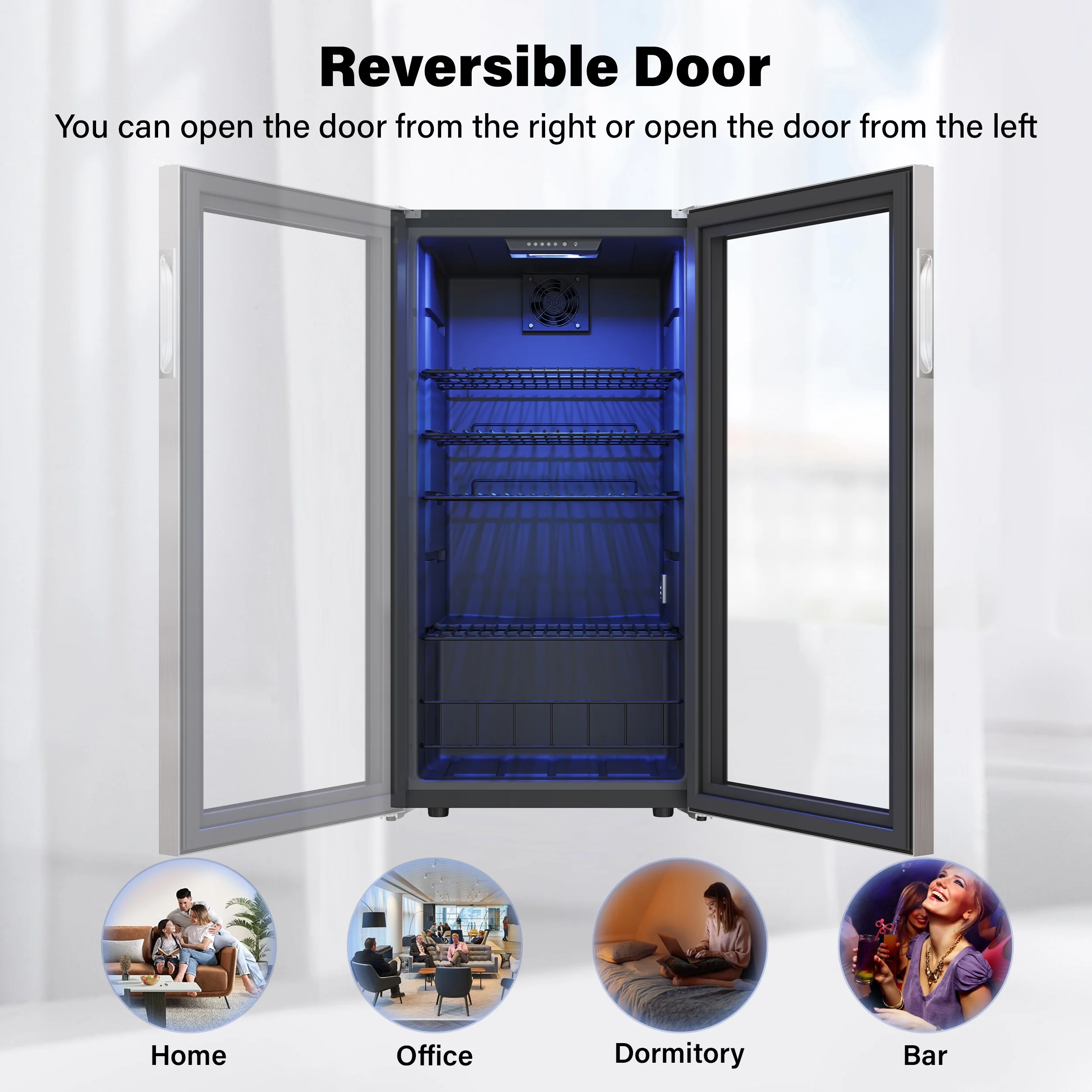 Yeego Beverage Refrigerator Cooler, Freestanding Compact Mini Drink Fridge with Glass Door,95-121 Can