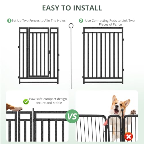 Dog Fence Outdoor Indoor, 40" Inch Height 16 Panels Dog Playpen for Large/Medium/Small Dogs Metal Dog Pen for Yard Camping and RV | Black-Silver