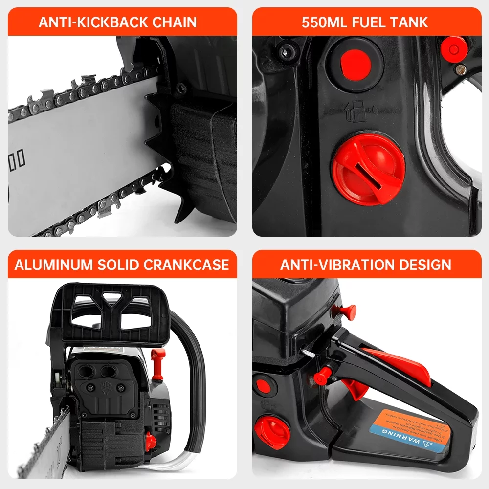 TOPTENG Gasoline Chainsaw with 22 in. Bar 52CC Engine 2-Cycle Gas Powered Chainsaw for Farm/Garden/Ranch/Firewood