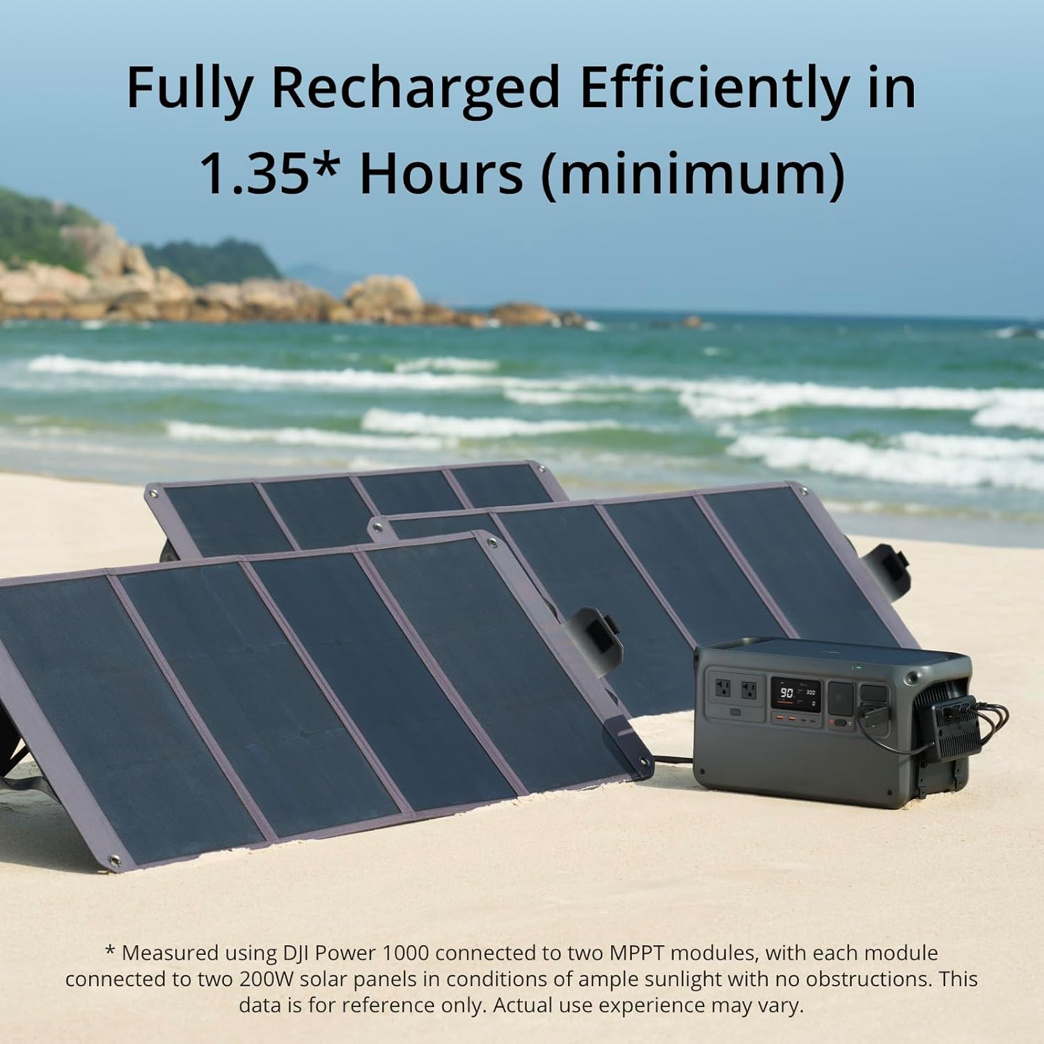 DJI Power 1000 Portable Power Station, 1024Wh Solar Generator with 1x 100W Solar Panel, 4000-Cycle-Life LFP(LiFePO4) Cell, 70-Minute Fast Charging