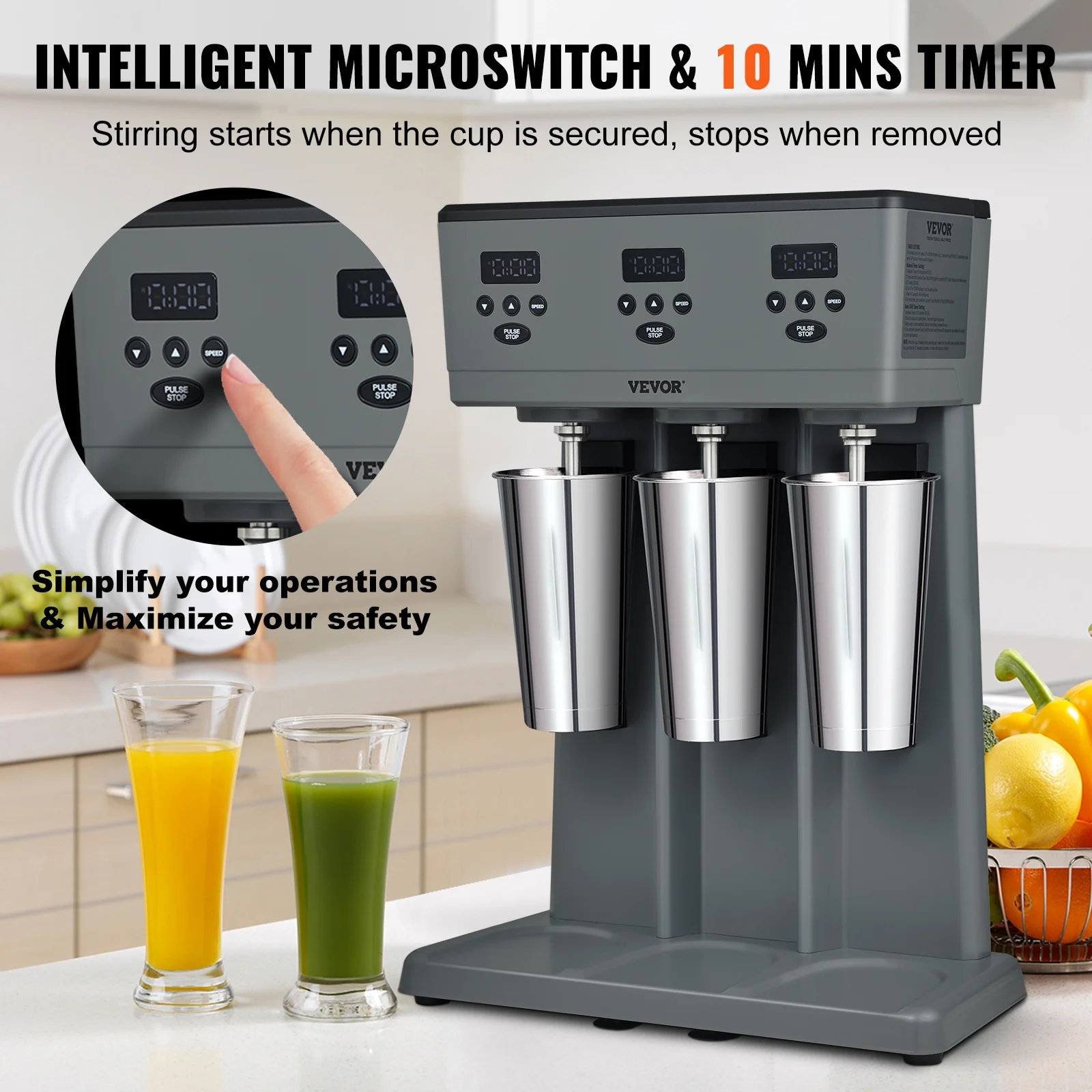 BENTISM Milkshake Maker Mixer Machine Stainless Steel Electric Blender with LED