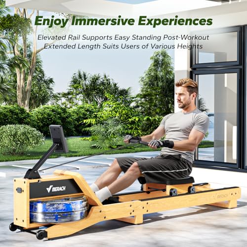 MERACH Water Rowing Machines for Home, Foldable Row Machine with 400LBS Weight Capacity, Dedicated Monitor and Comfortable Seat