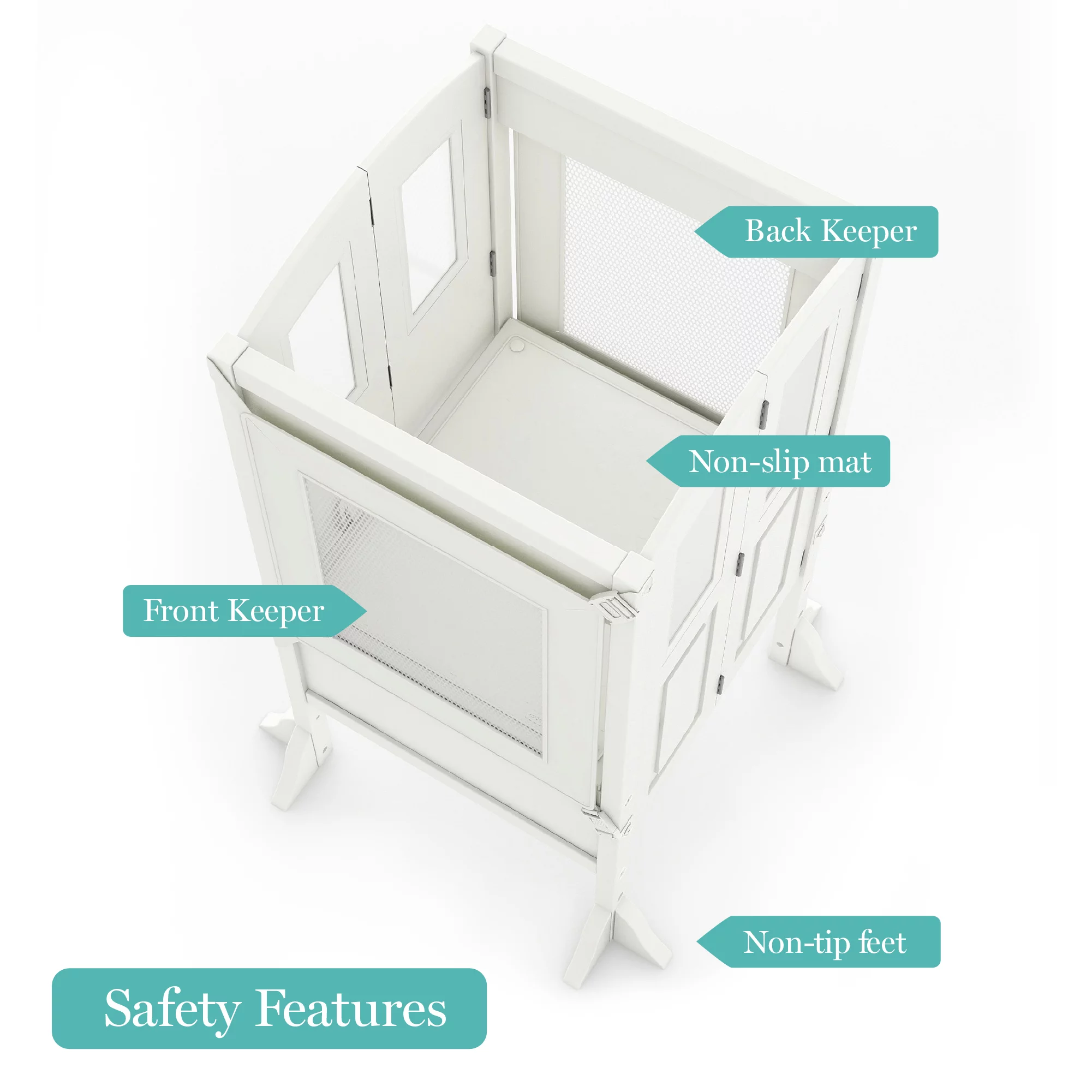 Martha Stewart Kitchen Helper® Stool by Guidecraft with 2 Keepers - White: Foldable, Wooden