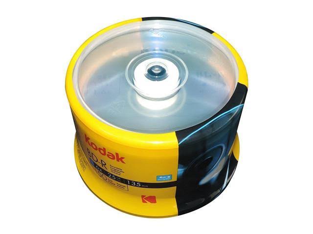 100-Pack Kodak Logo Top 6X BD-R BLU-RAY Blank Disc Media 25GB Cake Box