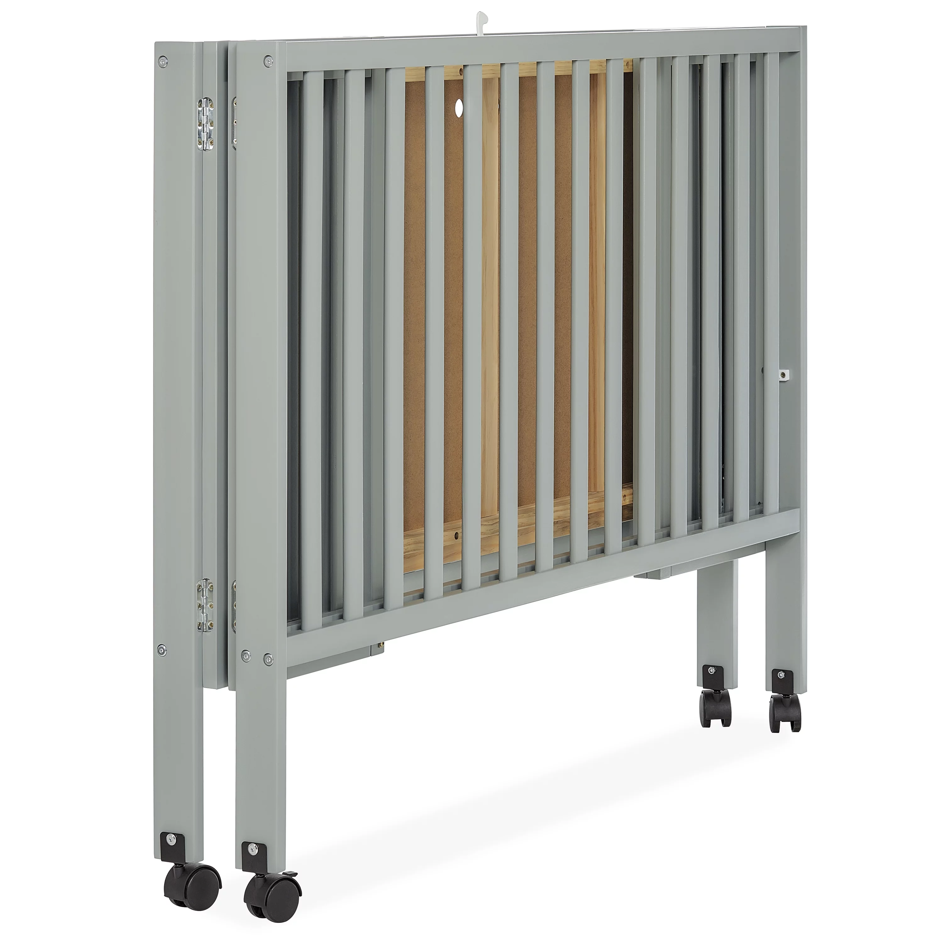 Dream On Me Quinn Full-Size Folding Crib in Cool Grey, Removeable Wheels, Modern Nursey, Adjustable Mattress Support, Portable Crib
