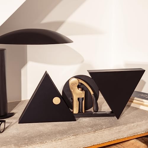 L'atelier Du Vin Oeno Motion Groom Corkscrew & Cork Dome Glass Cloche Display - Tabletop Centerpiece Walnut Wood Base Wine Tasting