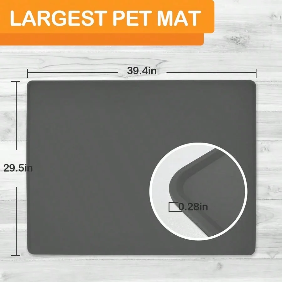 Dog Water Mat 39.4*29.5in Silicone Dog Mat For Food And Water Extra Large Pet Feeding Mat For Floors Waterproof Pet Feeding Mat Prevent Water Food