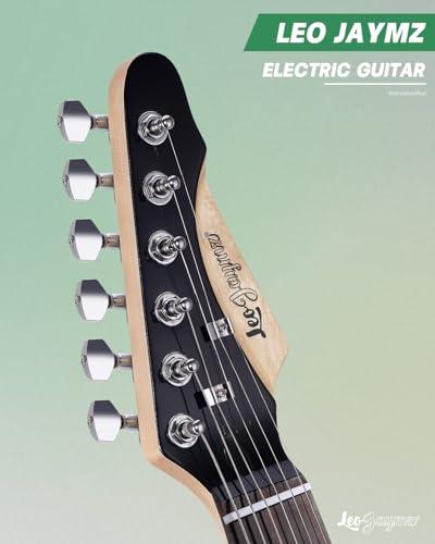 Leo Jaymz 39" Full Size ST Style Electric Guitar Starter Kit with SSH Pickup, 5W Portable Amp, Tuner, Gig Bag, Strap & Accessories (Violet Ocean)