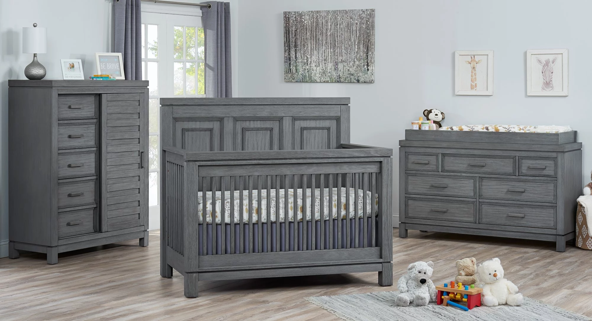 Soho Baby Manchester 4-in-1 Convertible Crib, Rustic Gray, GreenGuard Gold Certified