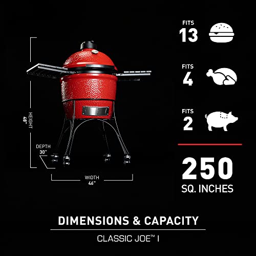 Kamado Joe Classic Joe Series II 18-inch Ceramic Charcoal Grill and Smoker with Cart, Side Shelves