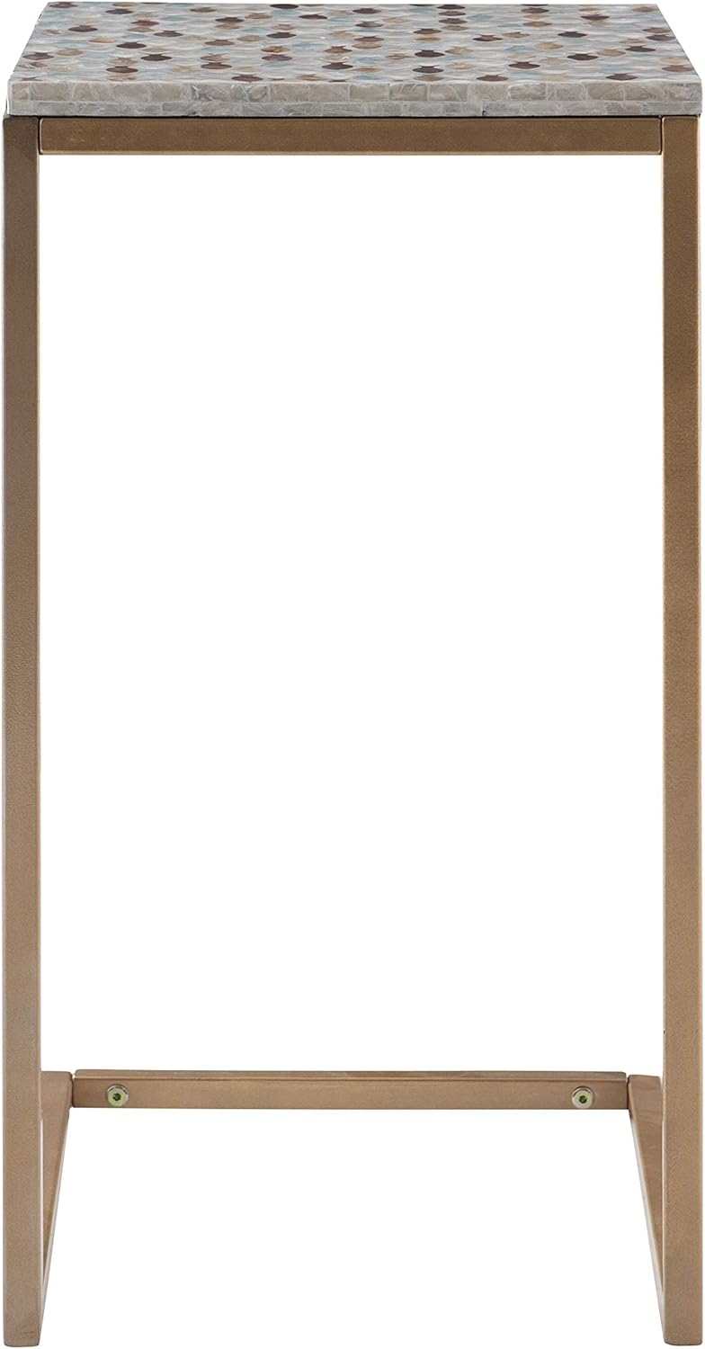 Linon Ivory and Gold Capiz Fish Janson Accent C Table