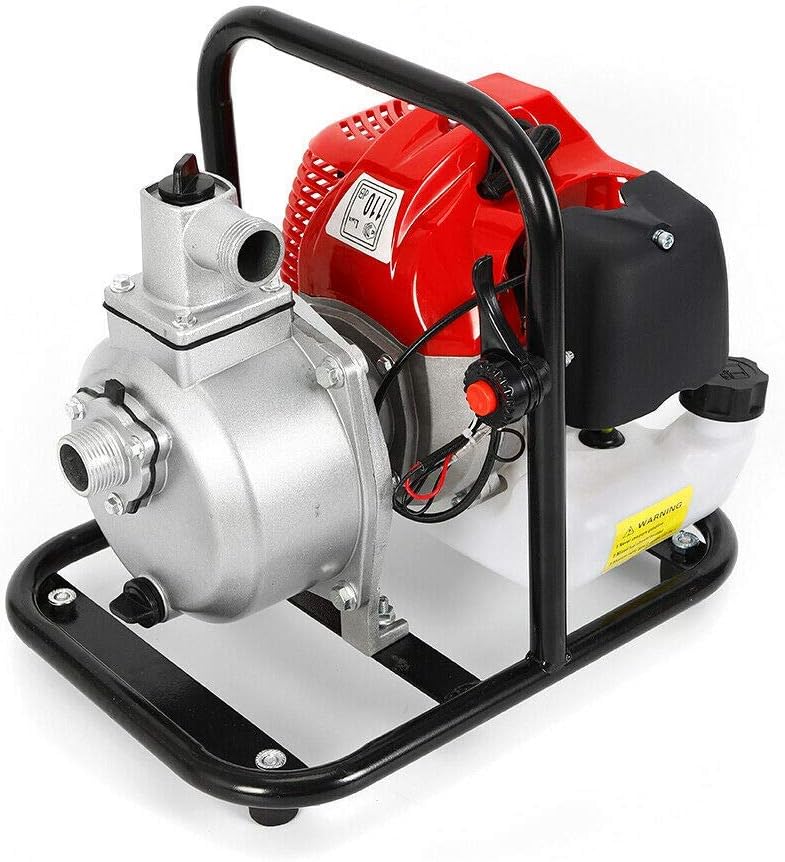 Water Transfer Pump Gas Water Pump 1 Inch Gas Powered Water Pump 2 Stroke 1.7Hp High Pressure Small Water Pump 1.25kw/6500 rpm Landscaping Or