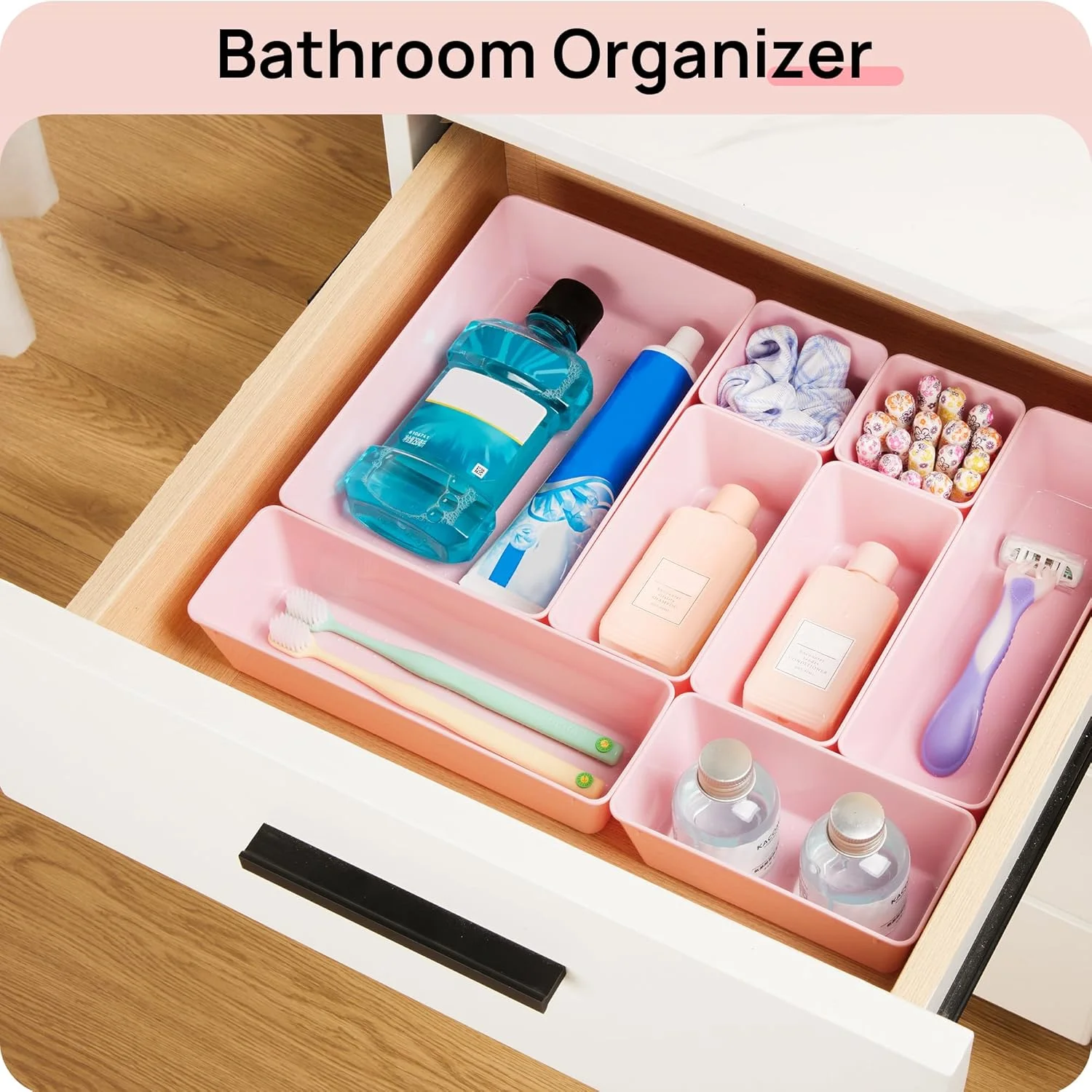 PrimeCook Shop 25 PCS Office Desk Drawer Organizers Set,4-Size Versatile Plastic Drawer Organizer Trays