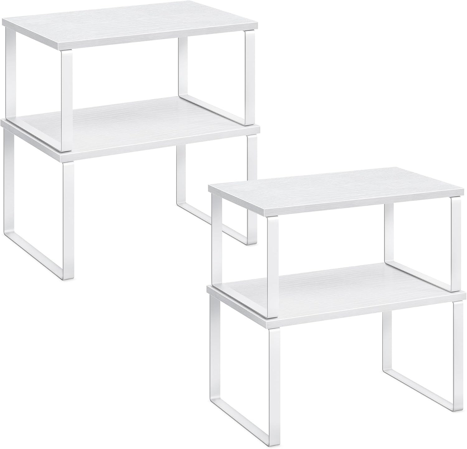 SONGMICS Cabinet Organizer Shelf, Set of 4 Kitchen Counter Shelves, Kitchen Storage, Spice Rack, Stackable, Expandable, Metal and Engineered Wood
