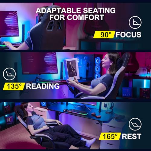 GTPLAYER Gaming Chair, Computer Office Chair with Pocket Spring Cushion, Linkage Armrests and Footrest