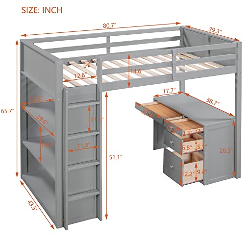Harper & Bright Designs Full Size Loft Bed with Wardrobe and Desk, Solid Wood Loft Bed Frame with Storage, for Kids Teens Adults (Full Size, White)