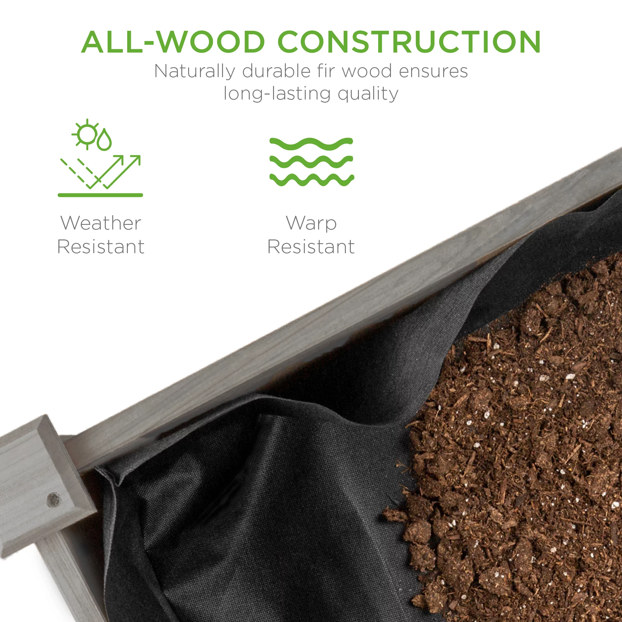 Best Choice Product 48x24x30in Raised Garden Bed, Elevated Wooden Planter for Yard w/ Foot Caps, Liner - Gray - Curated Treasures Market