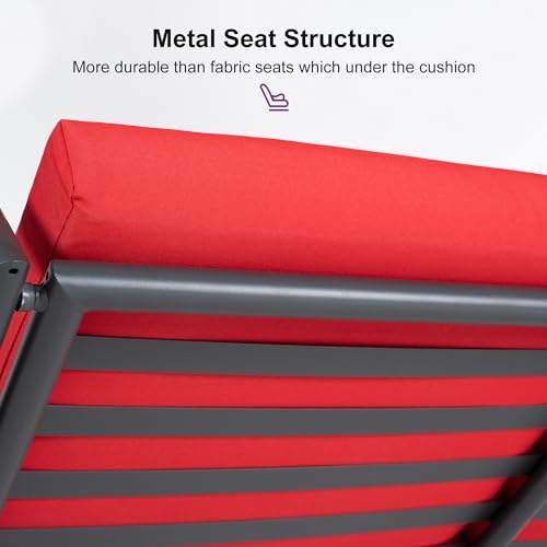 PURPLE LEAF Outdoor Patio Porch Swing with Adjustable PVC Canopy, 3-seat Swing Chair Bench with Side Cup Holder for Backyard Front Porch Lawn