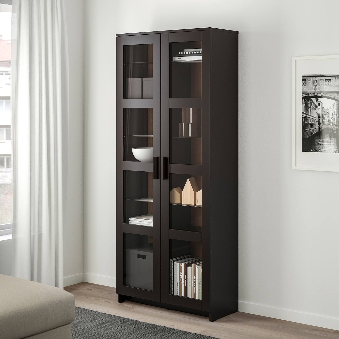 IKEA - BRIMNES Glass-Door Cabinet, Black, 31 1/2x74 3/4 10409871