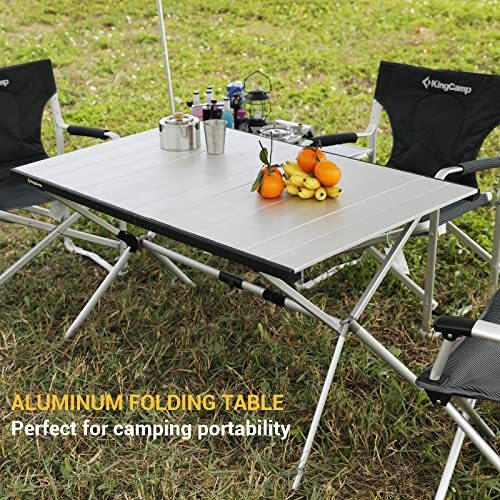 KingCamp Camping Table Folding Portable Table Aluminum Roll Up Lightweight Foldable Large Camp Table for Indoor Outdoor Picnic Backyard, 53.5"X27.5"
