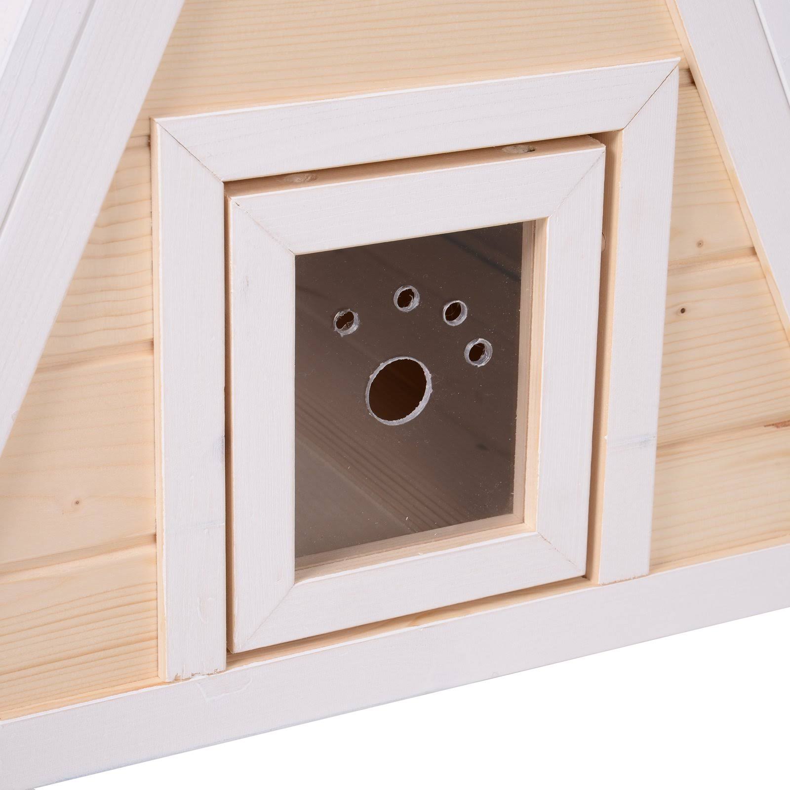 Pawhut 21x22 Solid Wood Cat Condo Natural Water Proof Outdoor Pet Shelter Small House - Natural
