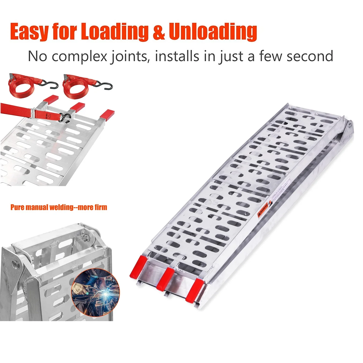 Teedor 89" L x 12" W Folding Ramps(2 Pack), Aluminum Loading Ramps, Mower Ramps, Anti-Slip Rustproof, 1500 lbs Max Load / 2Pcs, for ATV, Truck