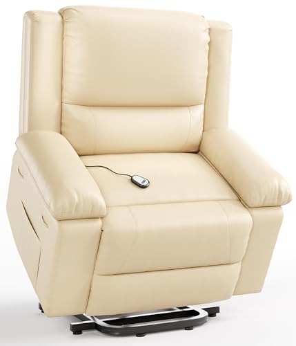 GarveeHome Power Lift Recliner Chair - Heat and Massage, Faux PU Electric Lift Recliner for Elderly & Mobility Impaired, Adjustable Back and Legs