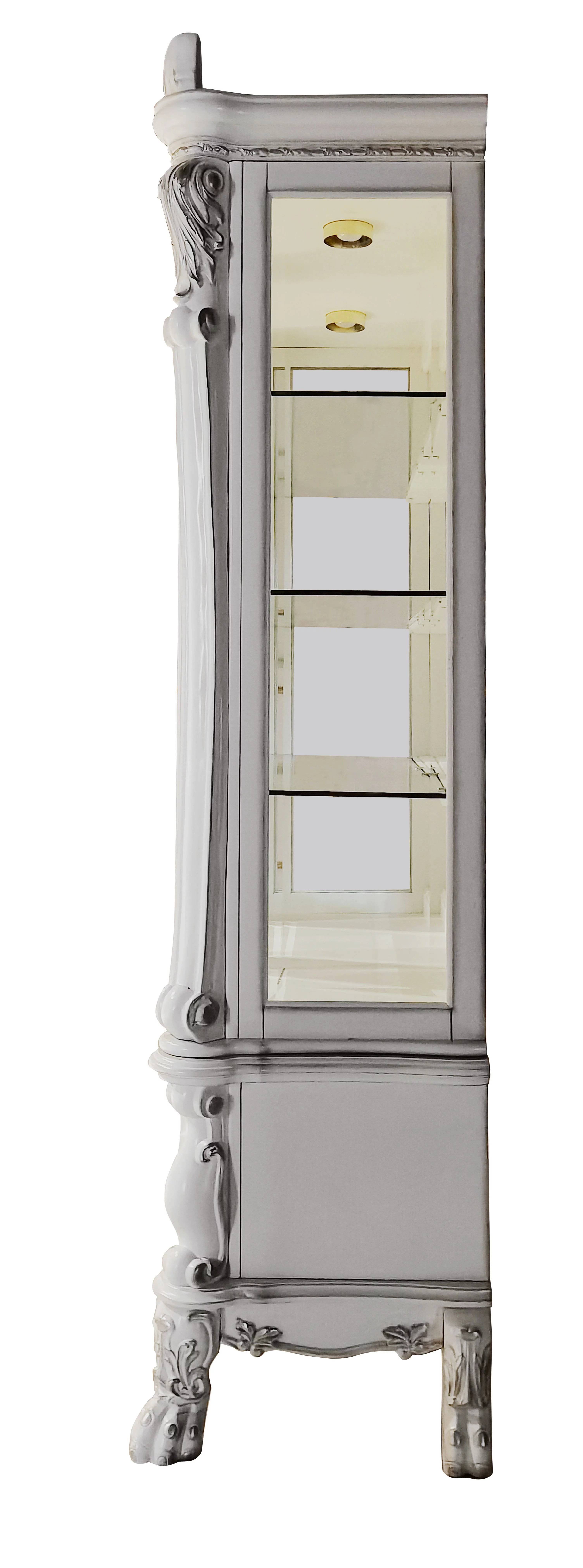 ACME Dresden 3-Shelf Wooden Frame Curio Cabinet in Bone White