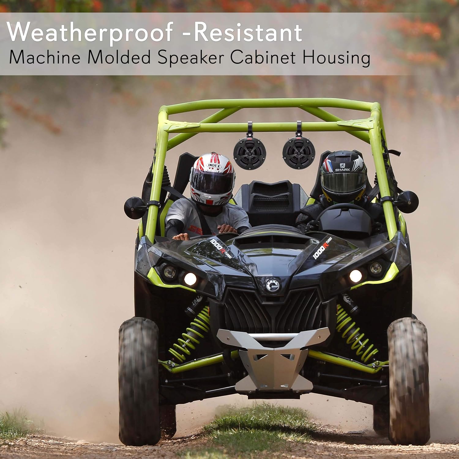 4” Waterproof Off-Road Bluetooth Speakers - 800W Power w/ Amplified Speaker System for ATV/UTV, Aux (3.5mm) Input Jack, Marine Grade Weatherproof