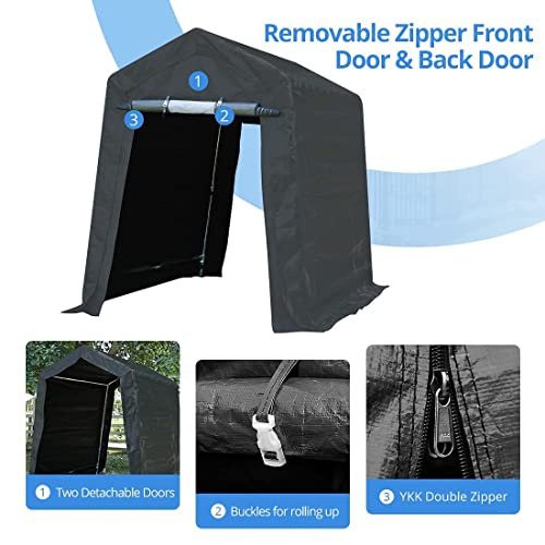 ADVANCE OUTDOOR 10x10 ft Heavy Duty Outdoor Patio Portable Canopy Storage Shelter Shed Carport with 2 Roll up Zipper Doors & Vents for Snowmobile