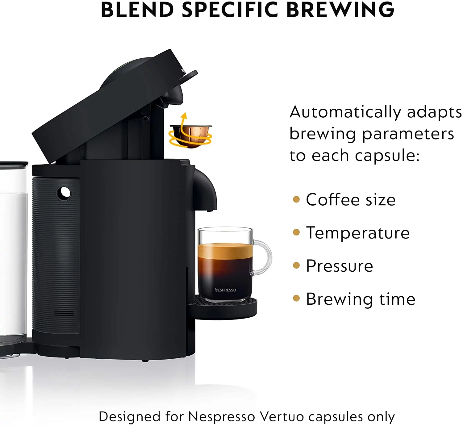 Nespresso VertuoPlus Deluxe Coffee and Espresso Machine by De'Longhi with Milk Frother  Matte Black