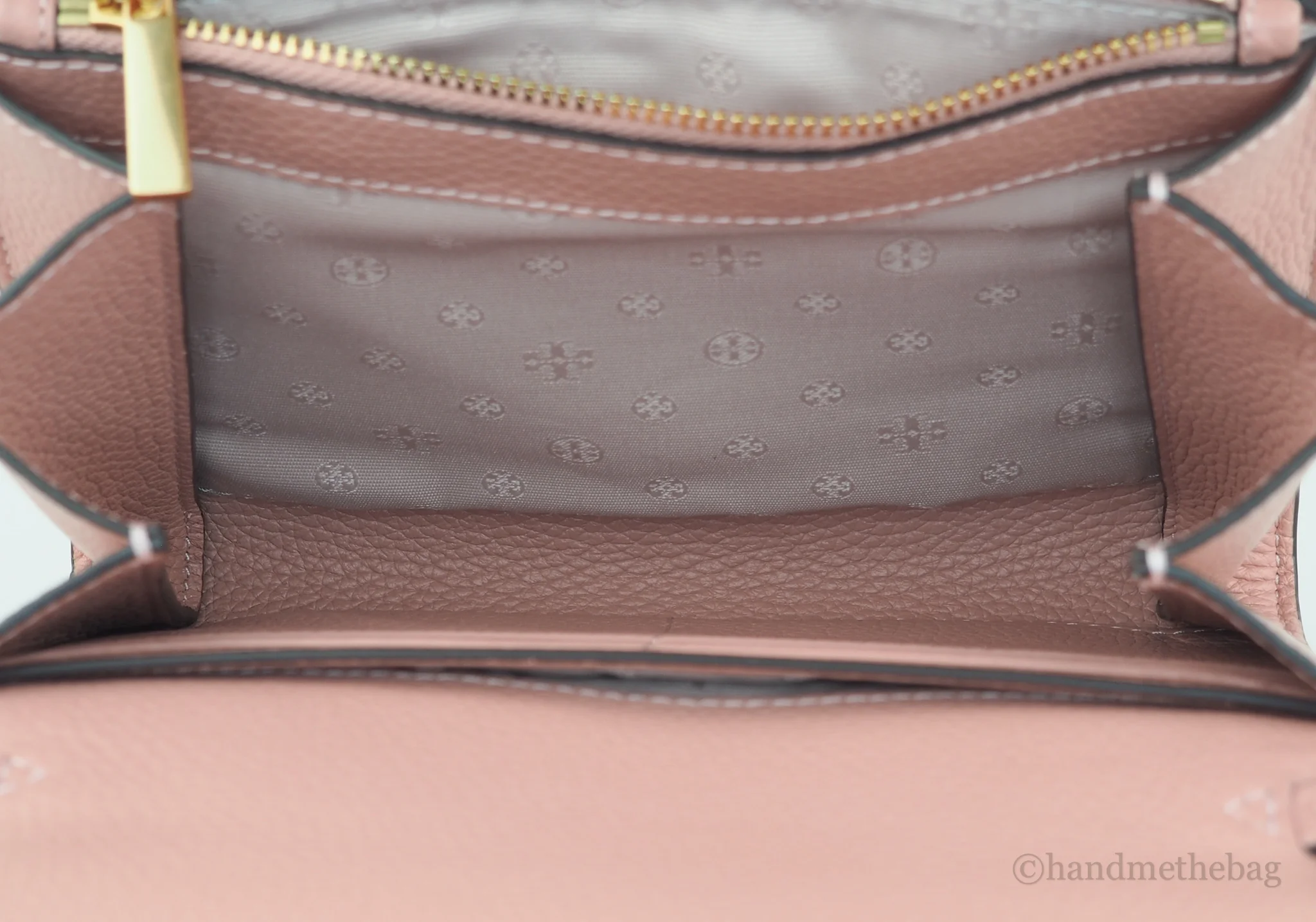 Tory Burch (67296) Pink Moon Pebbled Leather Britten Chain Wallet Crossbody Bag