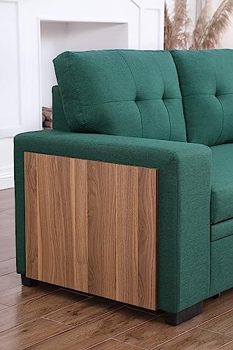 Devion Furniture Regis 4-in-1 Convertible L Shaped Couch with Pull Out Bed and Storage, Sectional Sleeper Sofa with Reversible Chaise for Living Room