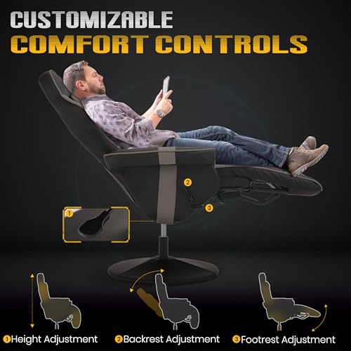 Massage Gaming Recliner Chair with Cup Holder & Side Pockets – Ergonomic PU Leather Video Gaming Chair with Footrest, Manual Recline