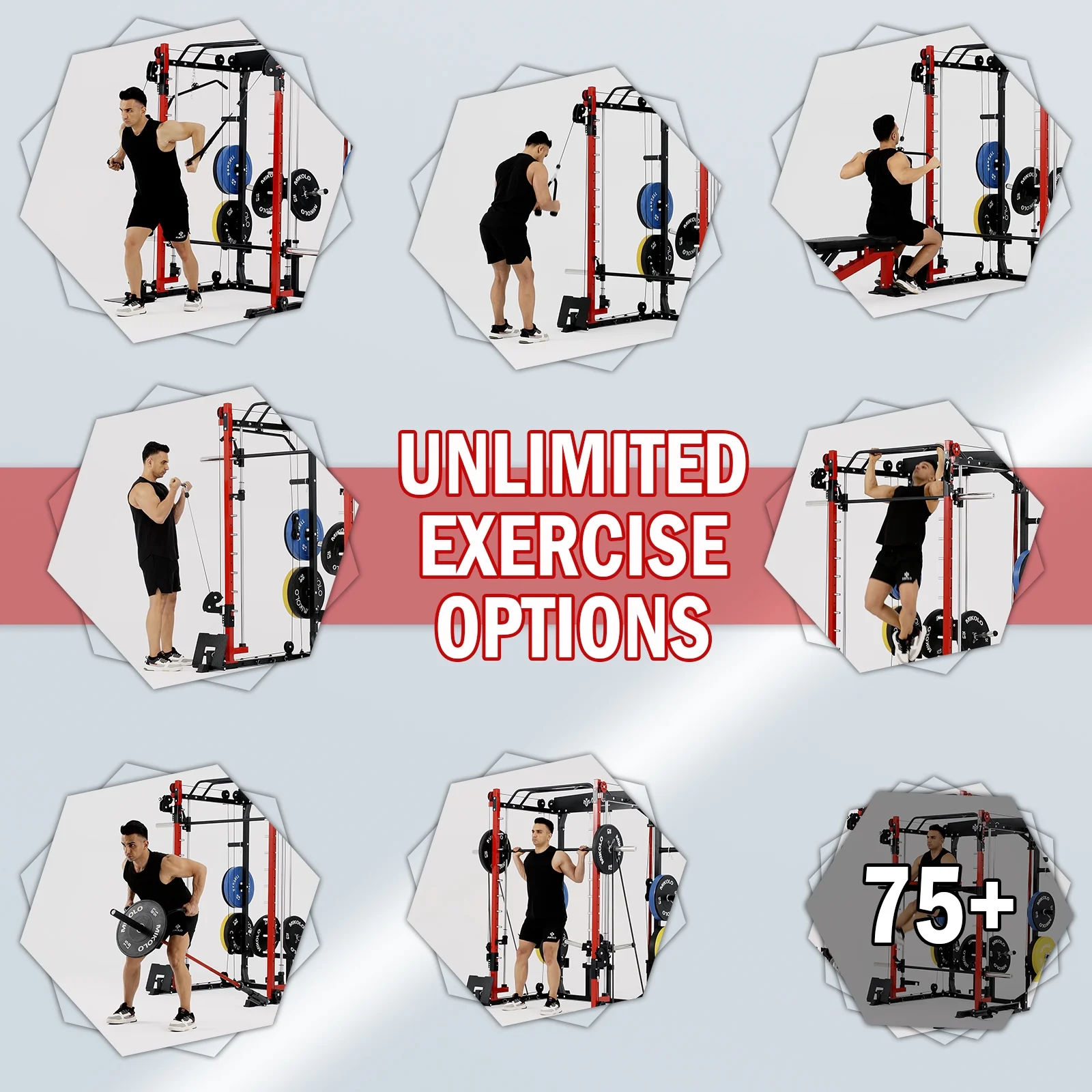 Mikolo Smith Machine Home Gym, 2000lbs Squat Rack with 800 lbs Weight Bench Combo